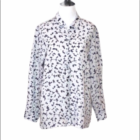 J. Jill  Linen Essential Floral button-down Medium Petite - Picture 2 of 9